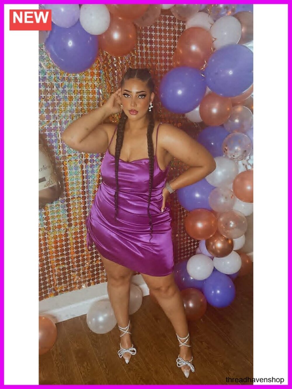 Satin Spaghetti Strap Bodycon Dress Backless Drawstring Ruched Split - Picture 3 of 6